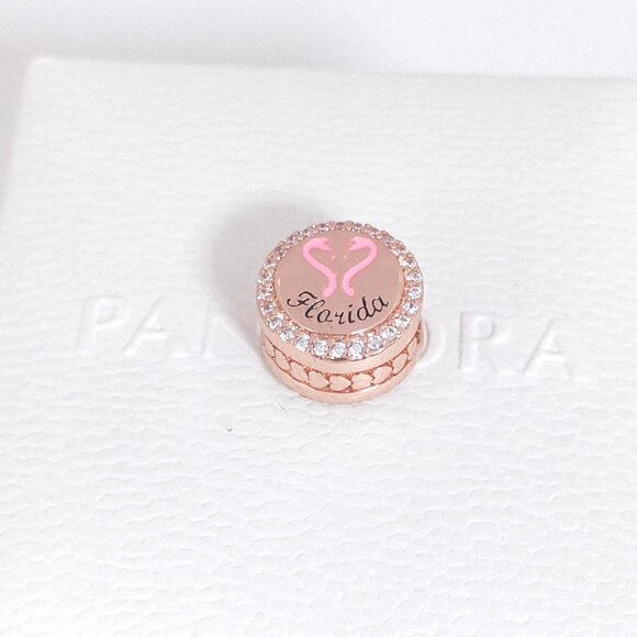 Pandora Beach Flamingo Florida Exclusive Bead Charm Rose Gold Plated with box - Picture 2 of 10